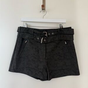 PrettyLittleThing Black High-Waist Double Belt Utility Shorts